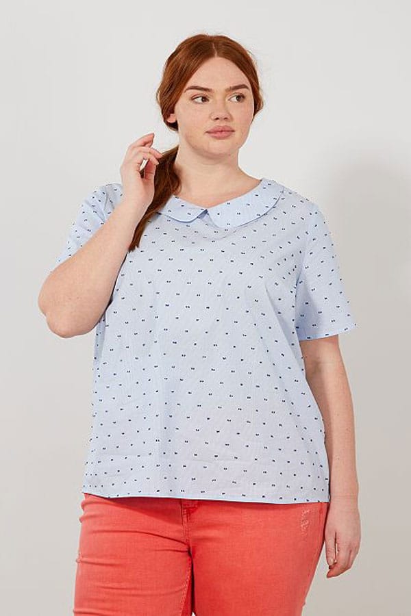 Blouse grande taille bleu à pois