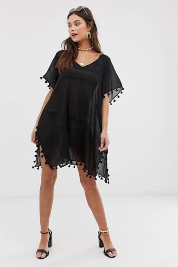 Caftan de plage noir