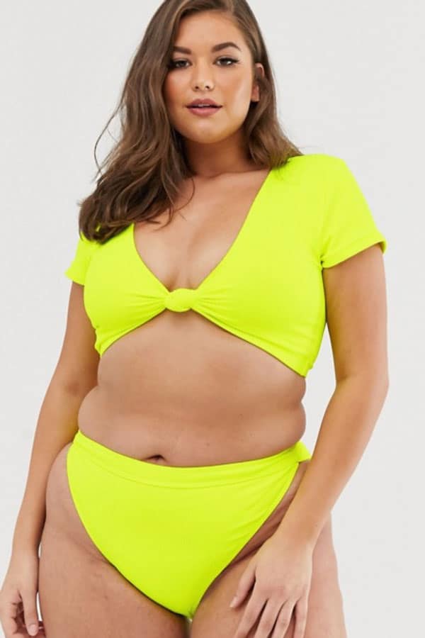 Maillot de bain deux pièces jaune grande taille