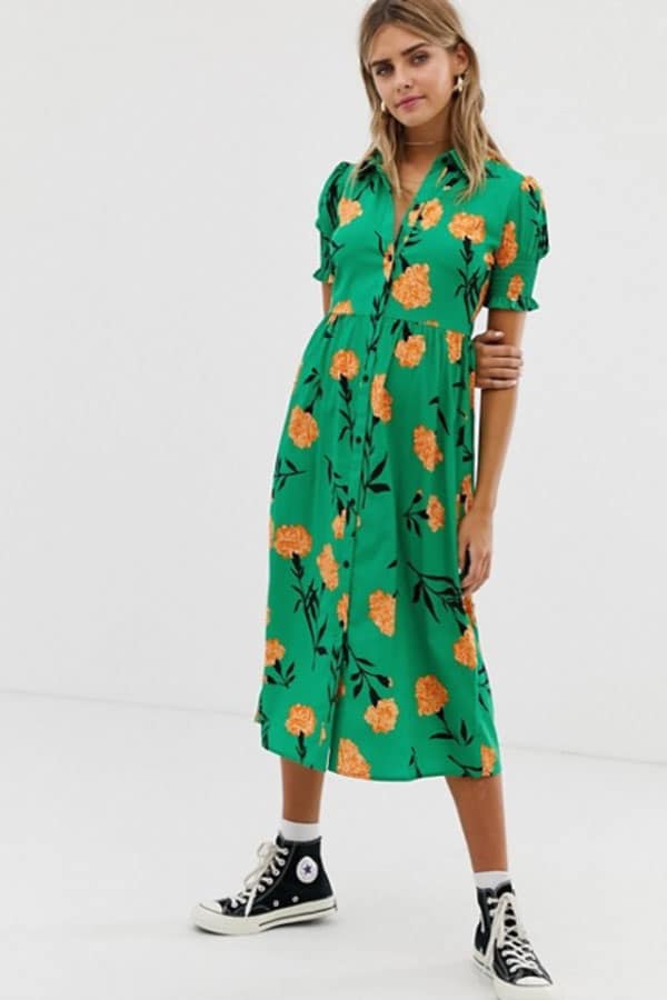 Mode printemps : robe longue à fleurs